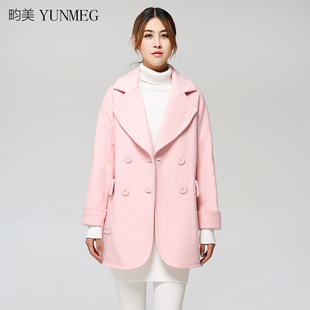 2016冬韩版高端加厚双排扣毛呢外套女中长款修身显瘦羊毛呢大衣潮